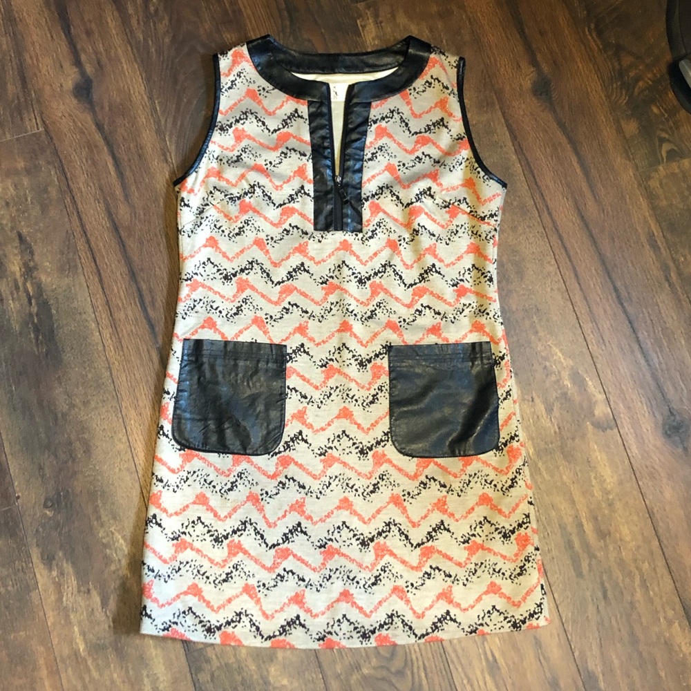 Faux Leather Detailed Dress L